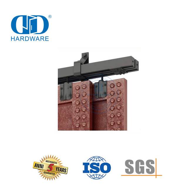 Stainless Steel Black Heavy Duty Double Sliding Door Hardware Bypass Barn Door Hardware Apartment Kit-DDBD041