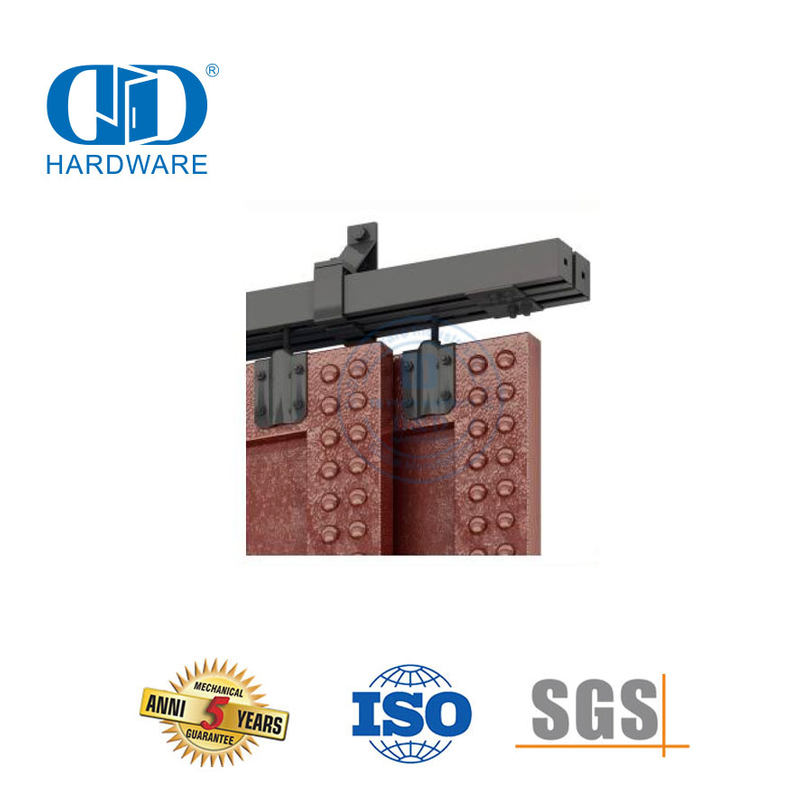 Stainless Steel Black Heavy Duty Double Sliding Door Hardware Bypass Barn Door Hardware Apartment Kit-DDBD041