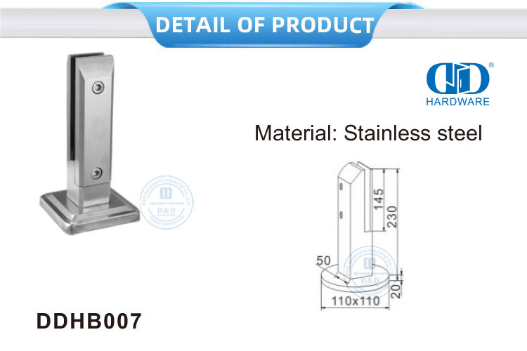 Stainless Steel Stair Rai Parts Glass Railing Balustrade Fittings Clamp Spigot Glass Clamp Bracket-DDHB007
