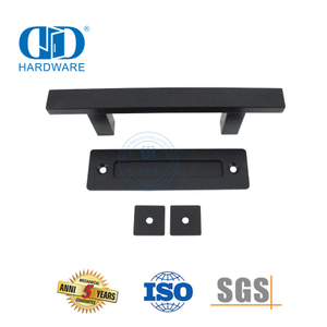 China Manufacturer Stainless Steel Matt Black Kitchen Sliding Barn Door Handle Set Double Sided Door Handle-DDBD103 Black