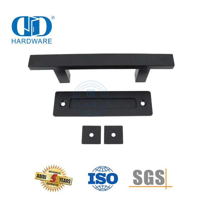 China Manufacturer Stainless Steel Matt Black Kitchen Sliding Barn Door Handle Set Double Sided Door Handle-DDBD103 Black