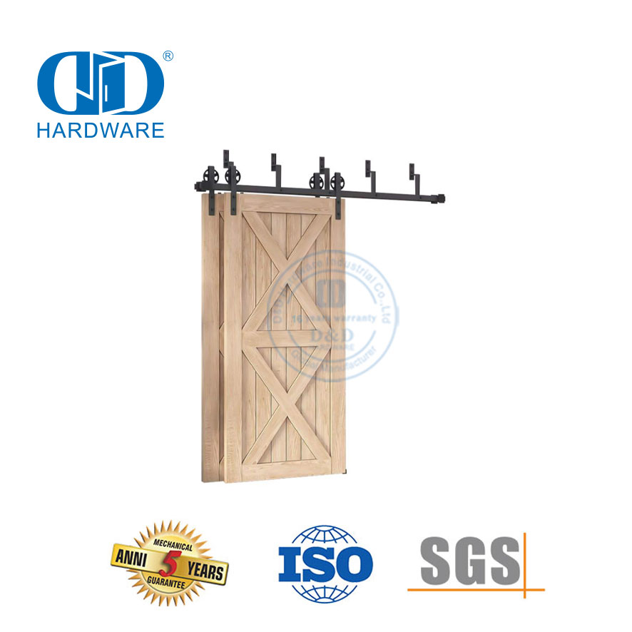 Stainless Steel Black Finish Metal Sliding Barn Door Slide Building Hardware Fittings Door Hardware Track Set-DDBD021