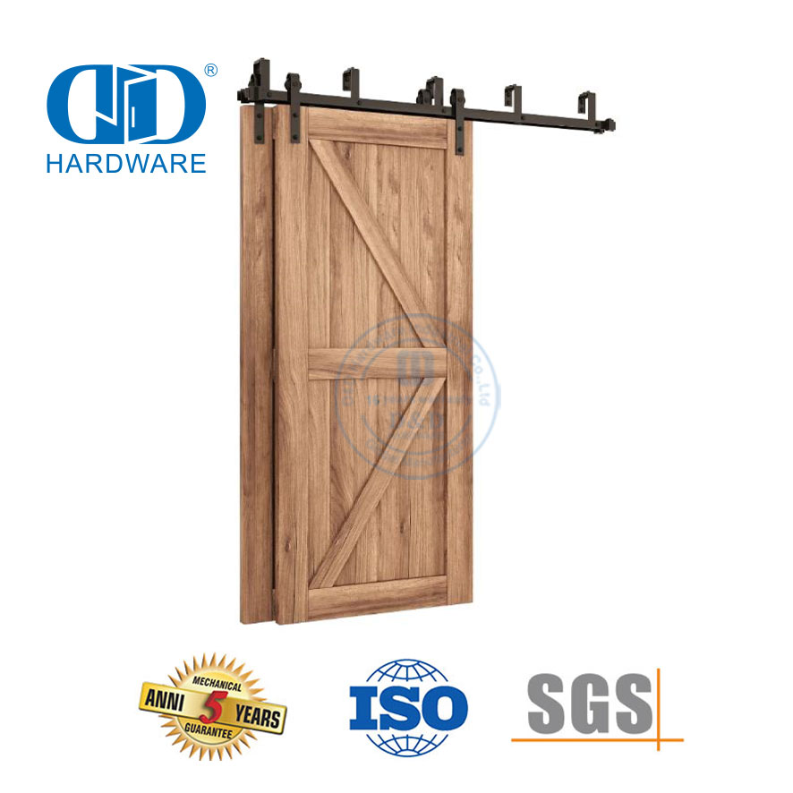 Stainless Steel Hidden Track Concealed Matt Black Wooden Sliding Barn Door Roller Set Hardware-DDBD022