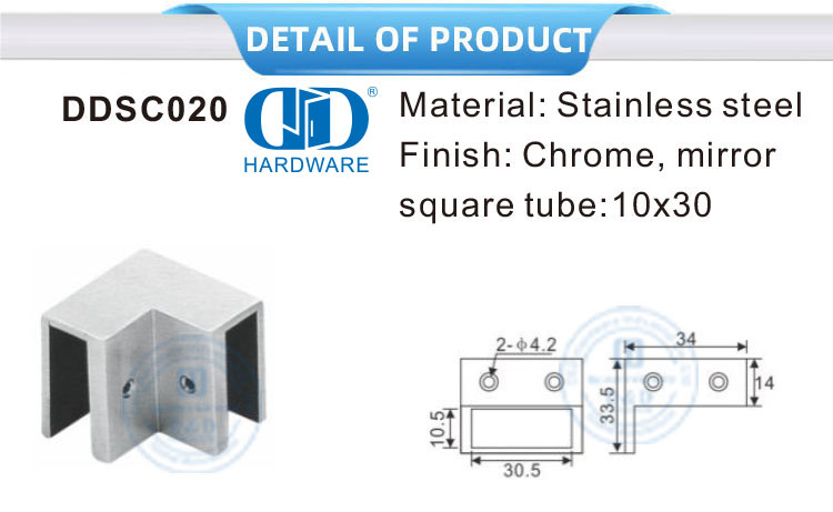 Stainless Steel Glass Panel Bracket Connector Pipe Connector Glass Bracket Connector to Support Pipe-DDSC020