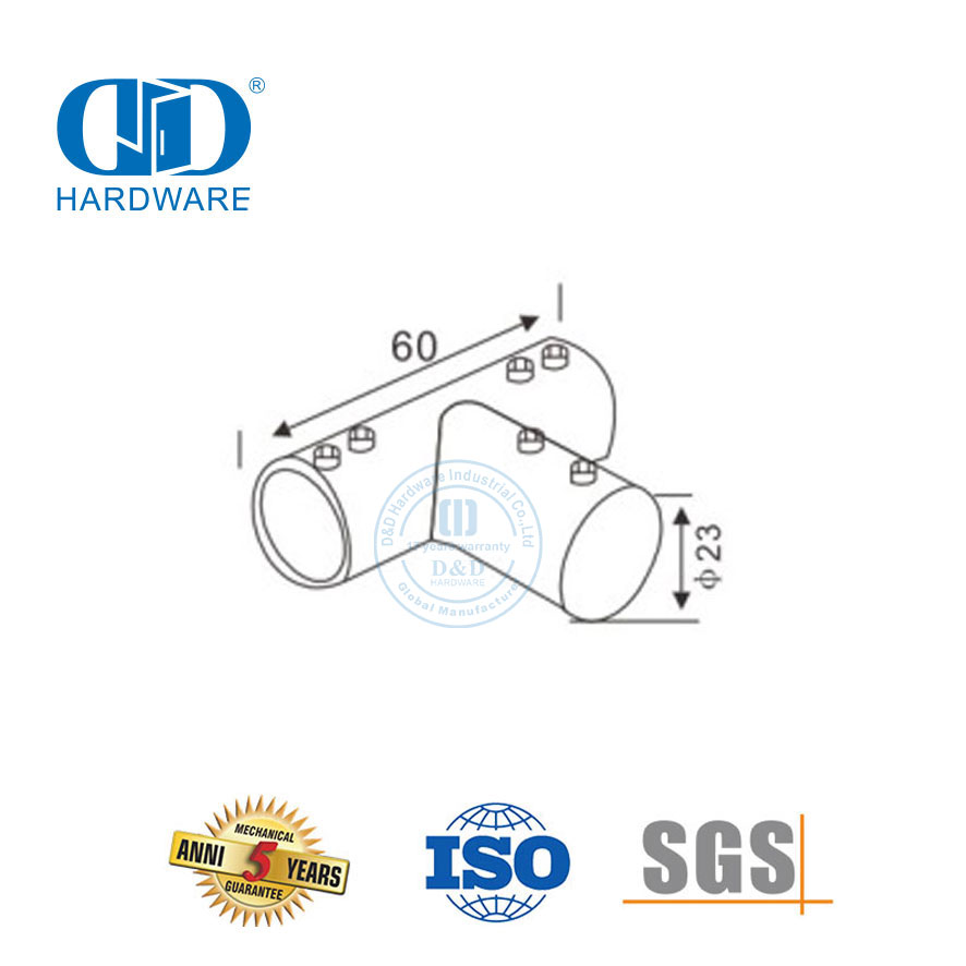Stainless Steel Round Pipe Connector Commercial Shower Cubicle System Glass Panel Bracket Connector-DDSC036