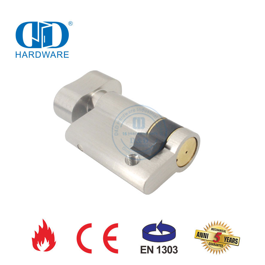 Home Safe Door Hardware Set Brass Keys Mortise Lock Cylinder with Thumb Turn Knob-DDLC025-70mm-SN