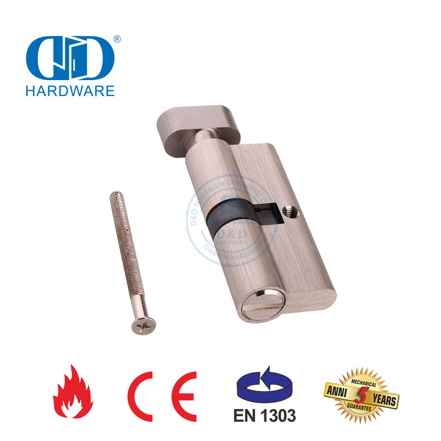 Satin Nickel Finish Quality Solid Brass EN 1303 Toilet Door Cylinder-DDLC007-70mm-SN