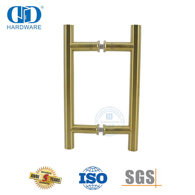 Satin Brass Finish H Shape Stainless Steel Tube Push Bathroom Door Handle-DDPH001-A Φ22-SB