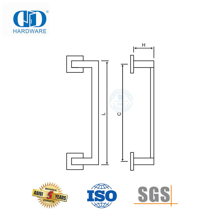 Square One Side Stainless Steel 304 Pull And Push Door Handle for Office Glass Door-DDPH036
