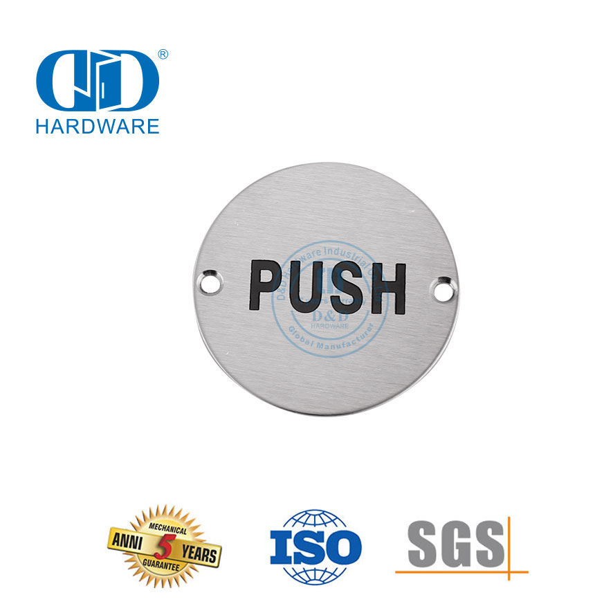 Push Pull Door Sign Stainless Steel Round Type Sign Plate Public Washroom Toilet Door Signature Plate-DDSP009