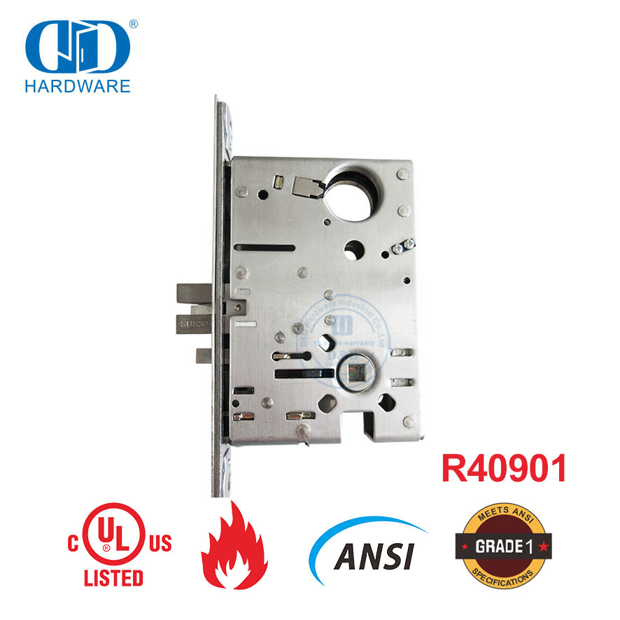 Multifunction UL Listed American Stainless Steel Safety Cylinder Furniture Hardware Wooden Metal Door Mortise Lock-DDAL07