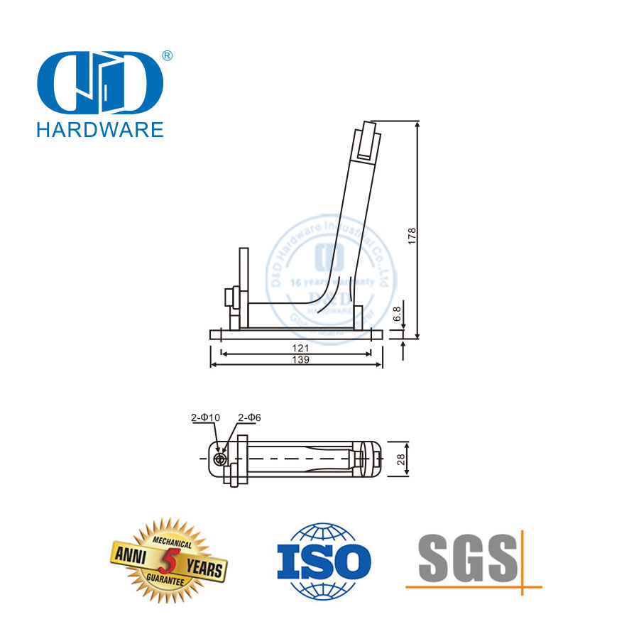 Stainless Steel Available Fireproof Heavy Duty Hardware Non-handed Reversible Gravity Door Selector Door Coordinator For Hollow Metal Door-DDDR001-7 Inch
