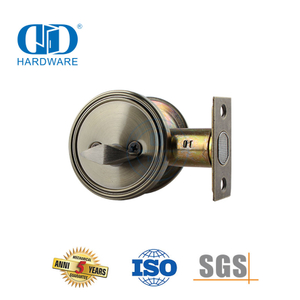 Single Deadbolt Antique Brass Cylindrical Ball Construction Hardware Lockable Knob Lockset For Internal Front Door-DDLK008