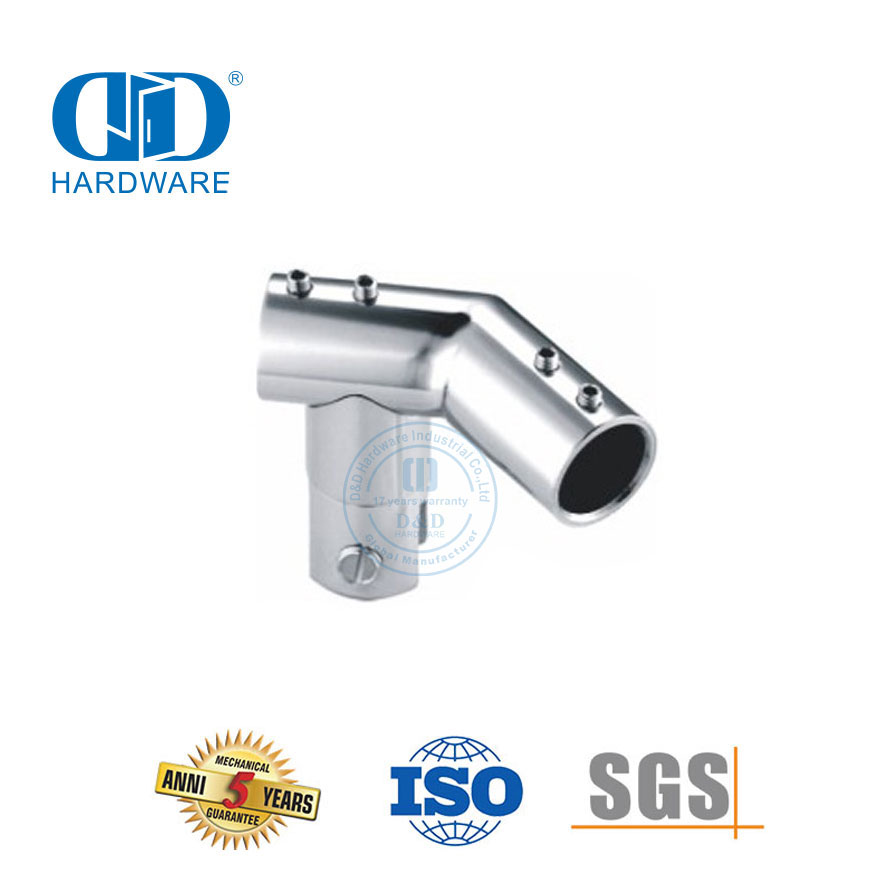 Stainless Steel Adjustable Pipe To Pipe Mirror Glass Connector Glass Panel Bracket Connector-DDSC039