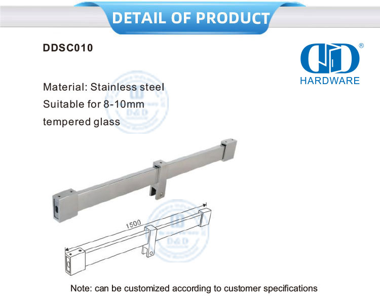 Stainless Steel Tempered Glass Shower Cubicle Laminate Glass Fittings Commercial Shower Screens-DDSC010