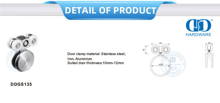 Easy Installation Stainless Steel Door Clamp Glass Hardware Sliding Door Hanger Building Hardware For Bathroom Bedroom-DDGS135
