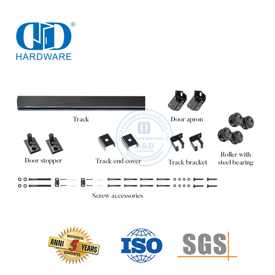 Stainless Steel Heavy Duty Single Track Bypass Big Spoke Wheel Sliding Barn Door Hardware Bypass Barn Door Hardware-DDBD037
