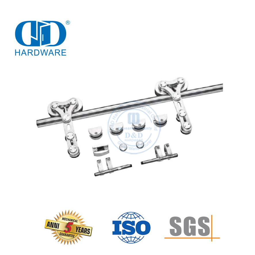 Stainless Steel House Cabinet Double Door Kits Slide Glass Barn Door Hardware Door Accessories-DDBD047