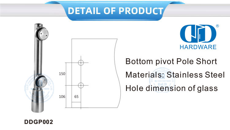 Stainless Steel Sliding Door Hardware Patch Fitting Pivot Glass Fitting For Entrance Glass Door-DDGP002