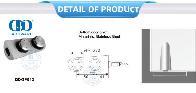 Stainless Steel Glass Door Pivot Systems Sliding Door Hardware Bottom Door Pivot-DDGP013