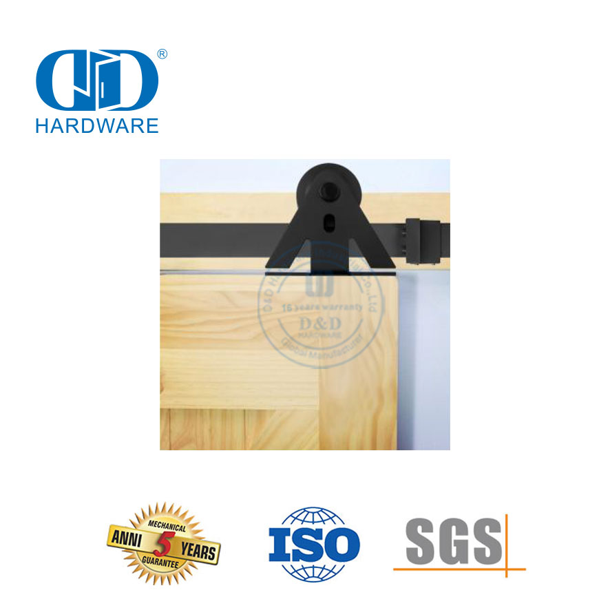 Stainless Steel Exterior Barn Door Hardware Black Color Wooden Sliding Door Fitting Steel Garage Hardware-DDBD019