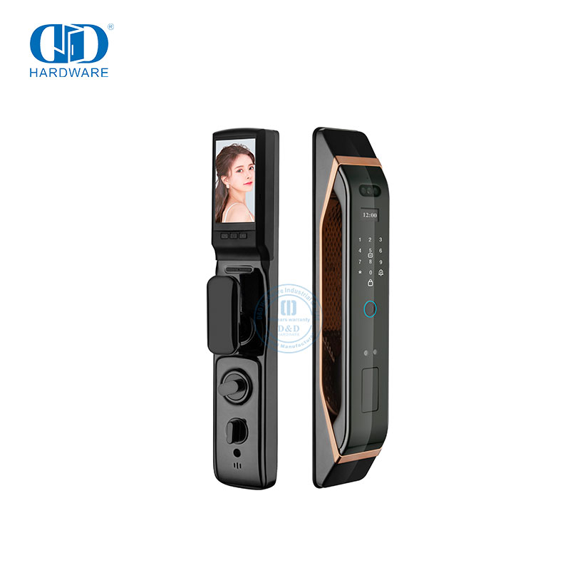 Contemporary Remote Control Double Sided Fingerprint Face Recognition Video Intercom Smart Lock-DDEL012
