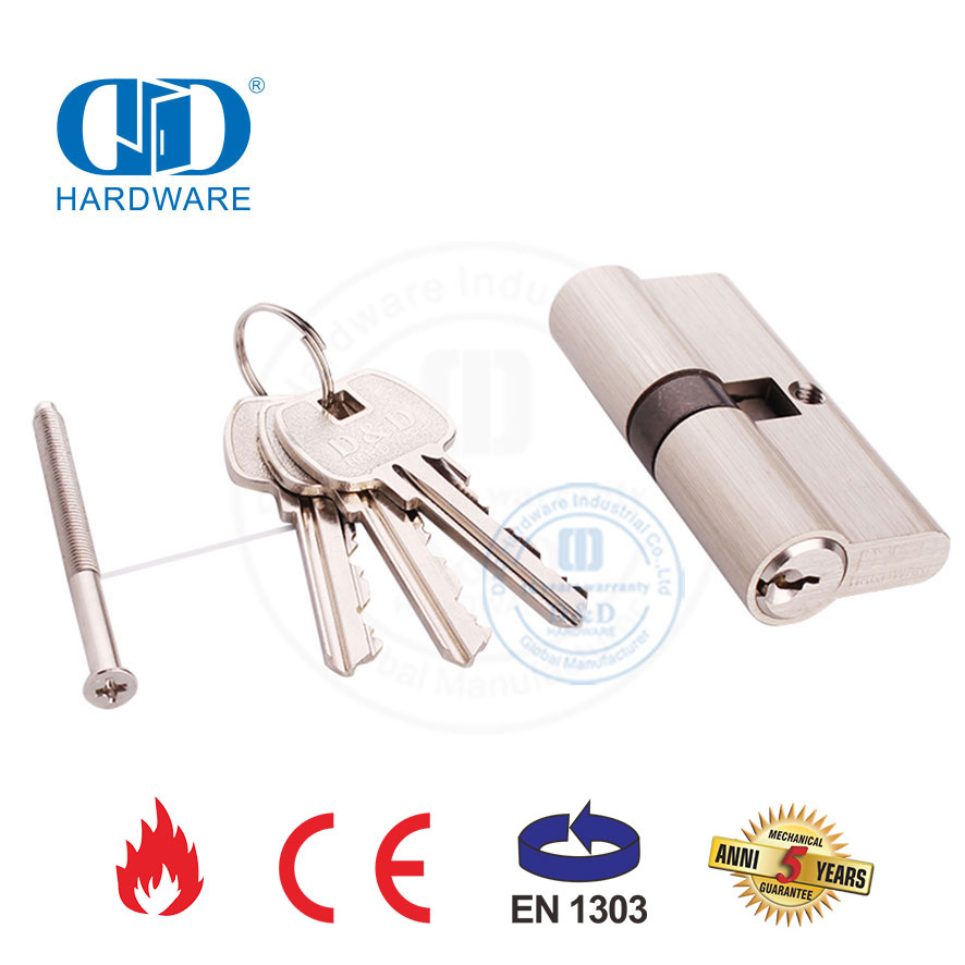 EN 1303 Satin Nickel Finish Brass Euro Standard Durable Hardware Commercial Door Cylinder-DDLC003-70mm-SN