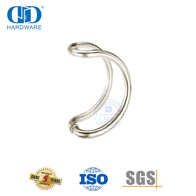 Stainless Steel Silver D Type Back To Back Pull Handle for Glass Main Door Hardware-DDPH006