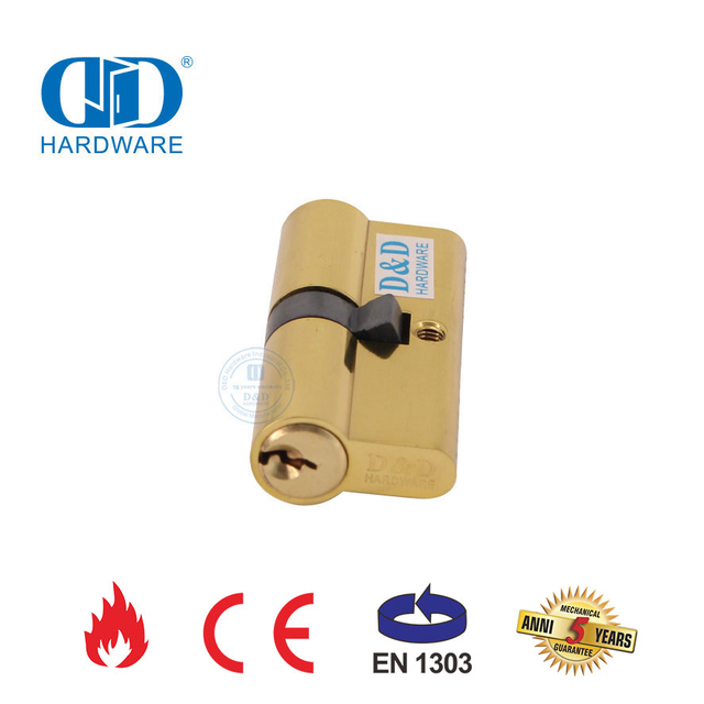 EN 1303 Polished Brass Double Key Lock Cylinder for Wooden Door-DDLC003-60mm-PB