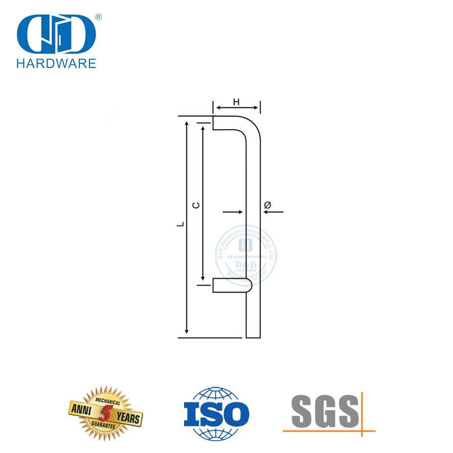 Entry Round Tube Big U-shaped Bathroom Glass Door Pull Handle-DDPH010