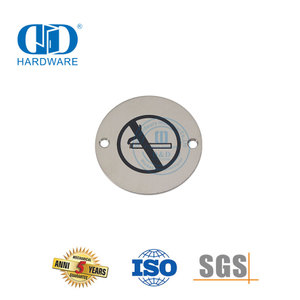Stainless Steel No Smoking Round Type Sign Plate Warning Sign Public Hollow Metal Door Signature Plate-DDSP008