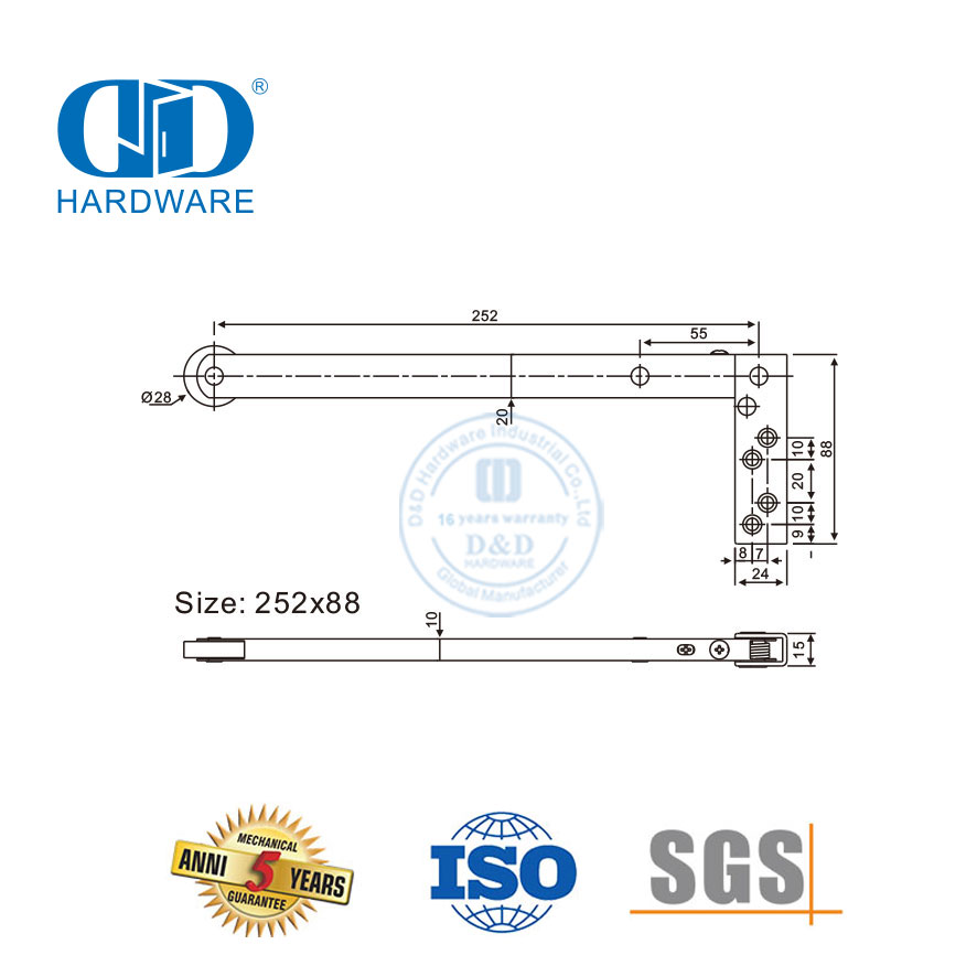Universal Stainless Steel UL Listed Fireproof Heavy Duty Non-handed Selector Door Coordinator For Double Door-DDDR002-A