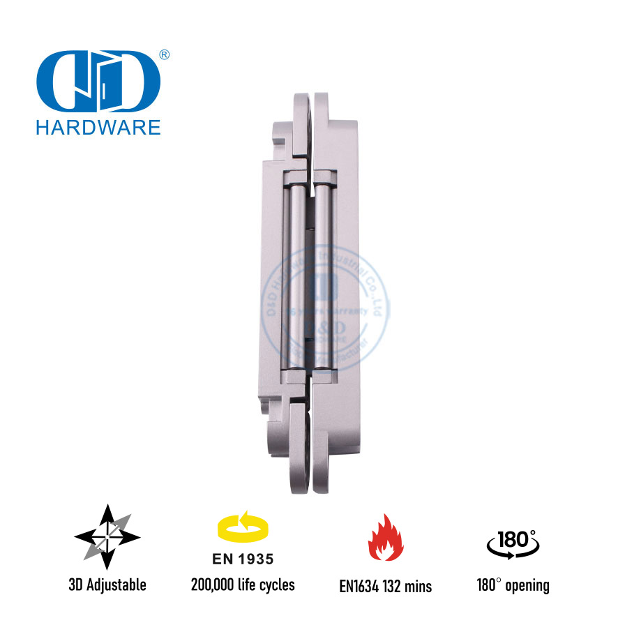 China Supply Zinc Alloy 3D Concealed Hidden Cross Soft Closing Quiet Adjusting 180 Degree Commercial Steel Timber Hinge-DDCH008-G120