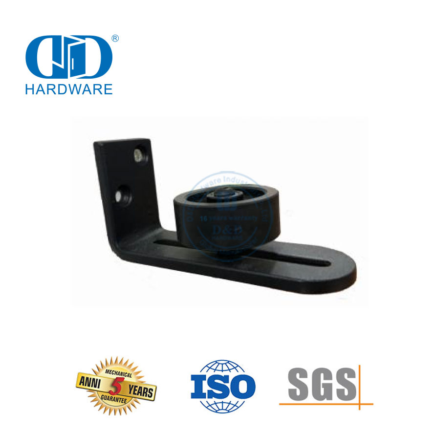 Universal Stainless Steel Black Adjustable Barn Door Bottom Floor Roller Guide Concealed Barn Door Hardware-DDBD082