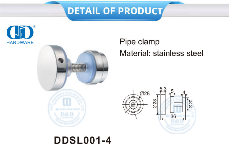 Stainless Steel Sliding Door Hardware Bathroom Accessory Pipe Clamp-DDSL001-4