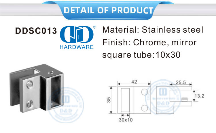 Stainless Steel Frameless Glass Shower Panel Commercial Shower Screens Door Accessory-DDSC013