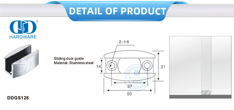 Sliding Door Guide Stainless Steel Sliding Glass Door Fitting Shower Door Roller Furniture Accessories For Bathroom Restroom-DDGS128