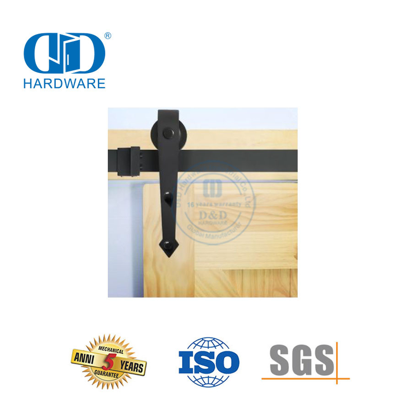 Customized Stainless Steel Black Indoor Barn Door Hardware Kit Track Garage Door Hardware Accessory-DDBD017