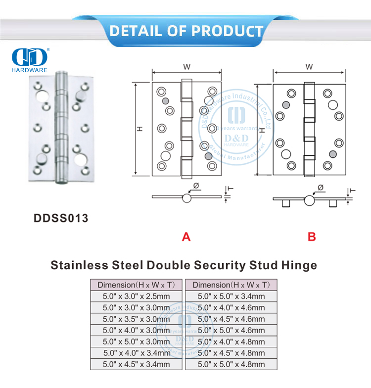 Double Security Stud Hinge