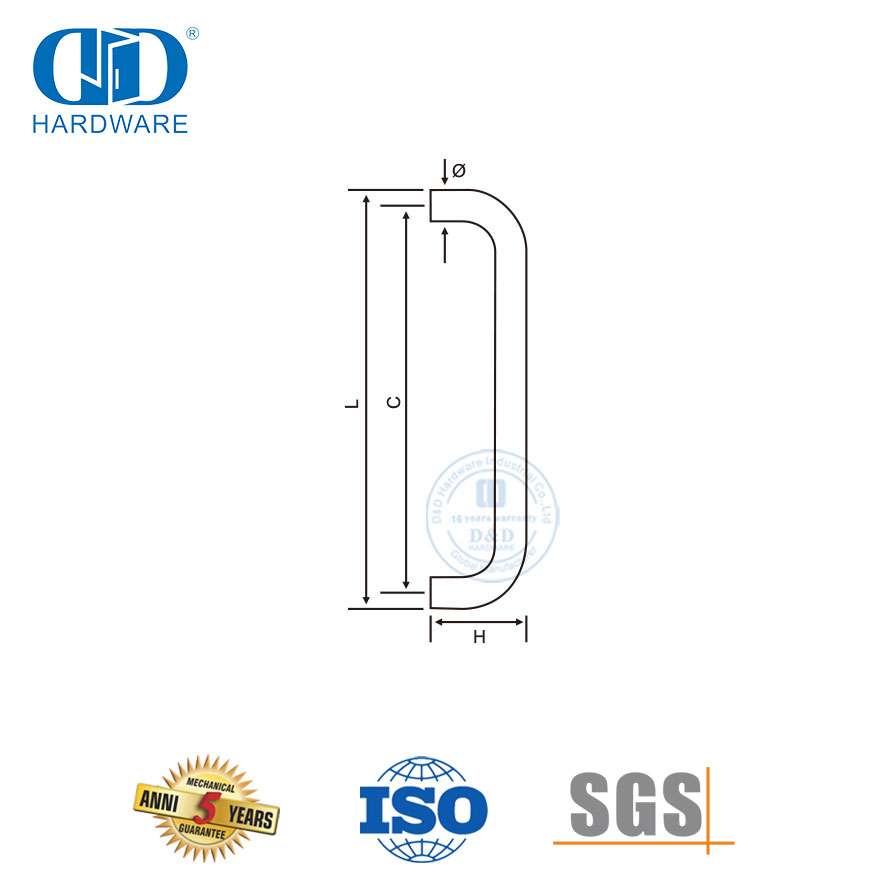 High Quality Round Tube H-Type Stainless Steel Glass Shower Door Knobs Glass Door Handle-DDPH007