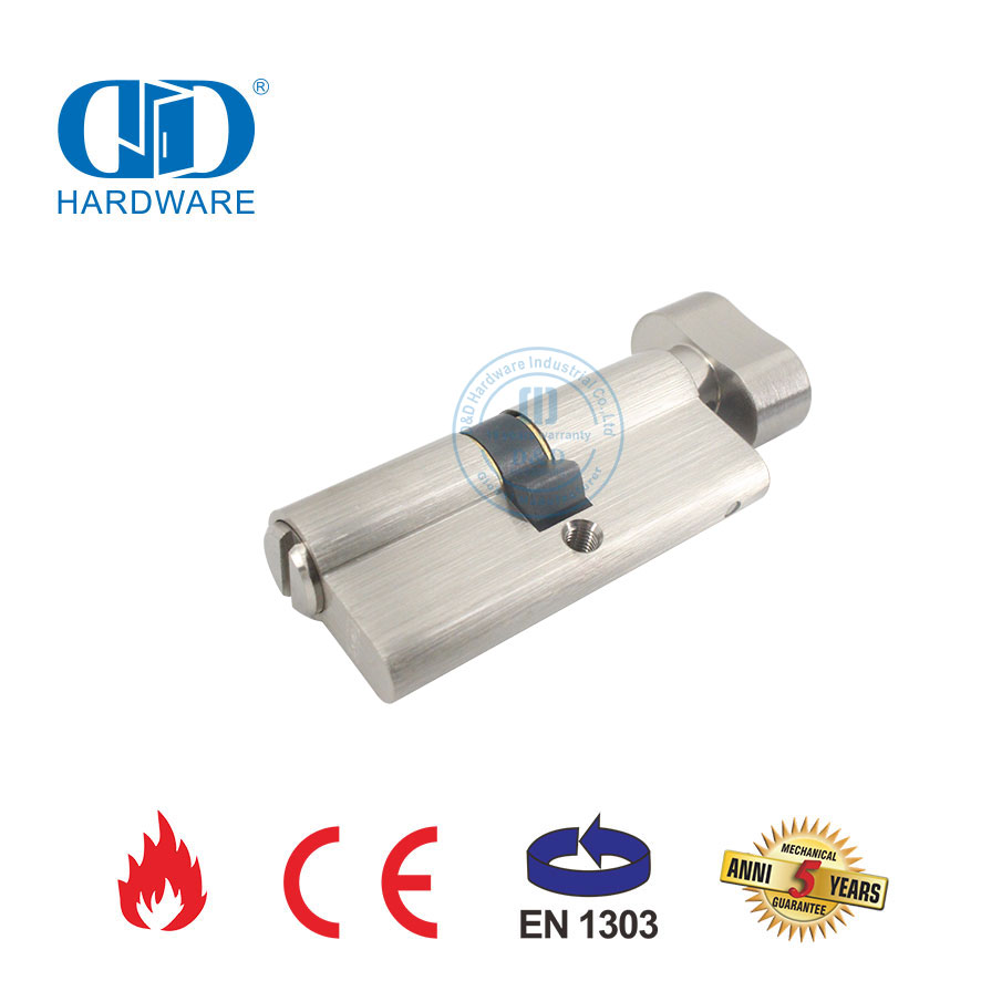 BS EN1303 Solid Brass Modern Style Thumb Turn Cylinder for Bedroom Door-DDLC024-70mm-SN