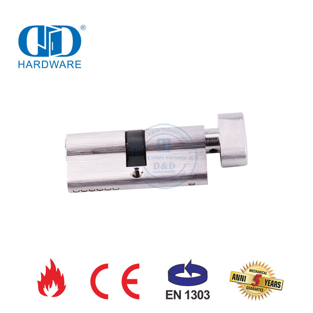 EN 1303 Satin Chrome Thumb Turn Lock Cylinder with Key-DDLC004-70mm-SC