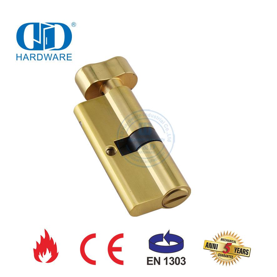 Polished Brass EN 1303 European Style Bathroom Door Lock Cylinder-DDLC007-70mm-PB