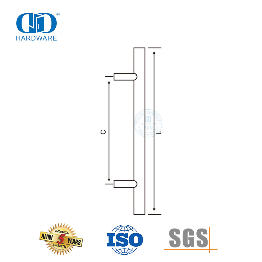 Black Luxury Furniture Hardware Stainless Steel Timber Door T Bar Hollow Pull Handle-DDPH031-MB