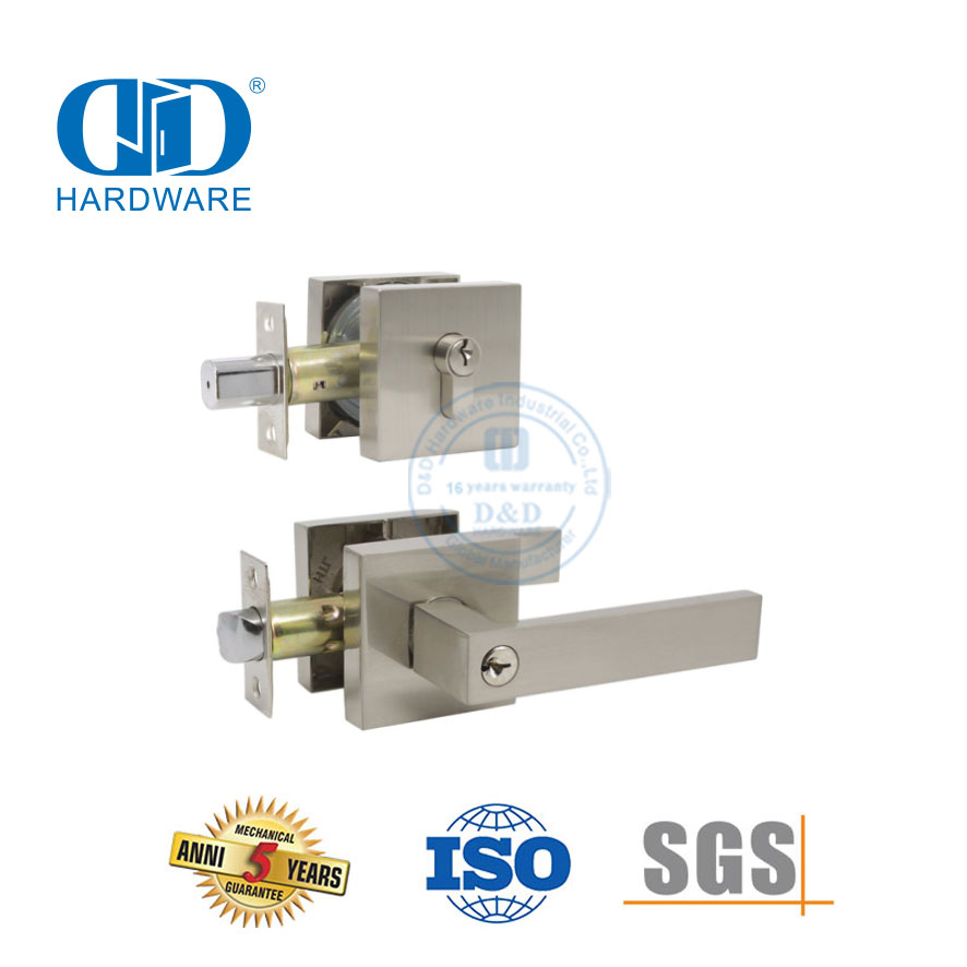 Keyed Entry Door Lever Single Cylinder Deadbolt Adjustable Combo Pack Lockable Knob Lockset For Wooden Door-DDLK025