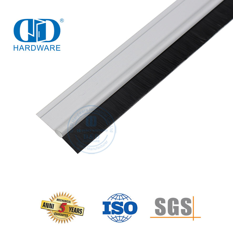 Anylon Brush Seal Aluminum Carrier Self Adhesive Automatic Cold Air Proof Sliding Door Sweep Seal-DDBS004