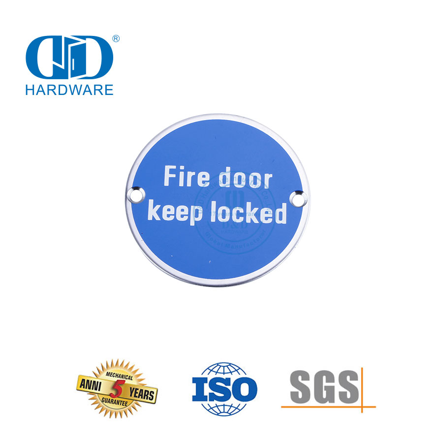 Stainless Steel Fire Door Indication Round Type Sign Plate Keep Locked Warning Sign Wooden Metal Door Signature Plate-DDSP007