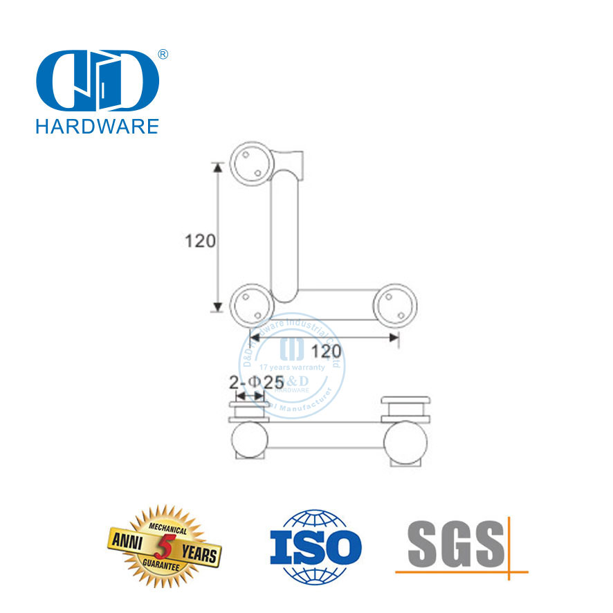 Stainless Steel Glass Wall Corner Swing Door Fitting Over Panel Pivot Glass Hardware-DDGP009