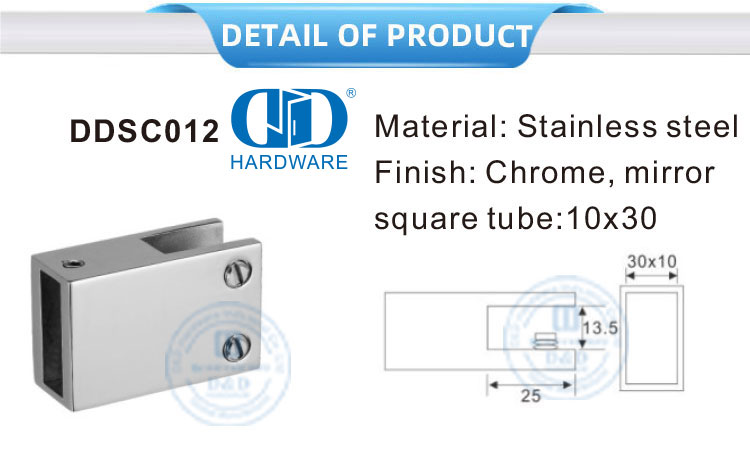 Stainless Steel Shower Cubicle Partitions Frameless Glass Shower Panel Support Bar Connector-DDSC012