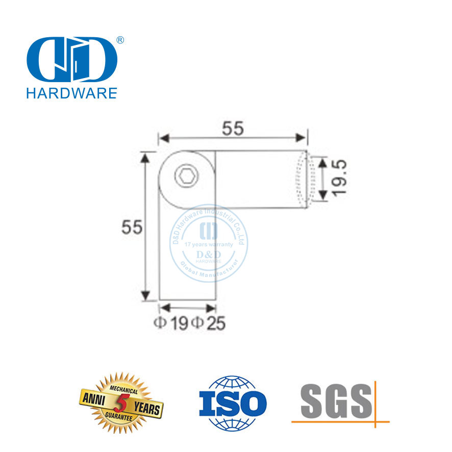 Stainless Steel Glass Door Accessory Panel Bracket Connector Pipe Bar Holder Connector For Guardrail Stairway-DDSC028
